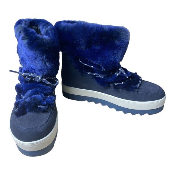 Cougar Vanity Vivian Blue Faux Fur Trim Winter Boots - Picture 5 of 11